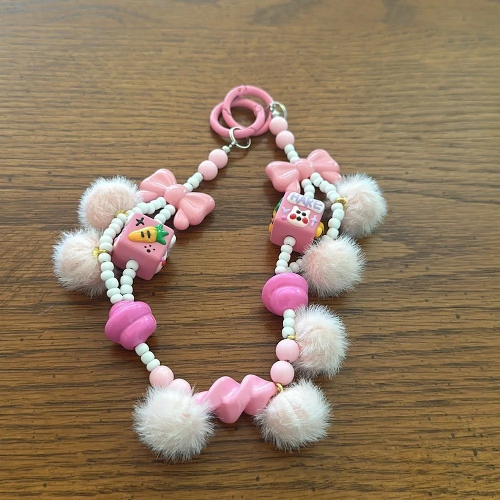 Beaded charm keychain